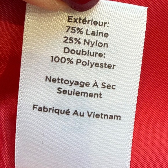 Talbots Petite Red Wool Blend Button Front Coat Gold Chain Detail Petite 4P NWT - Picture 15 of 16